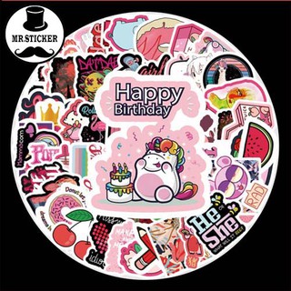 [Bộ 72 Hình] Sticker dán mũ nón bảo hiểm dán mũ bảo hiểm, laptop sắc hồng dễ thương - DB.069