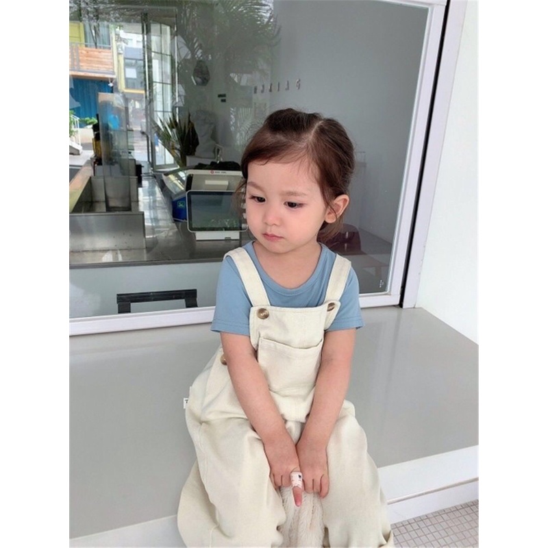 Quần yếm ống dài Kaki Cotton cho bé trai bé gái từ 12kg đến 27kg phong cách Hàn Quốc thời trang trẻ em Dream House