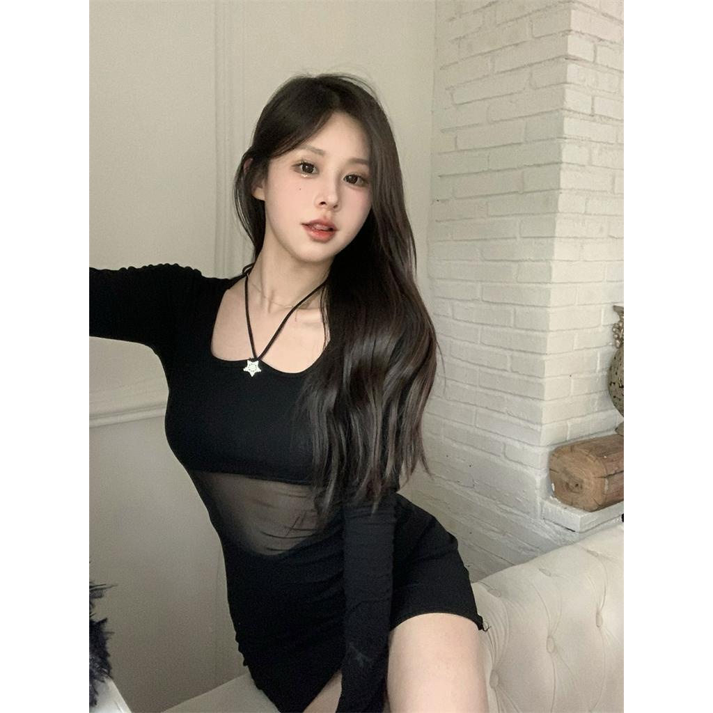 Áo Lưới Đen Cổ Yếm Thời Trang Quyến Rũ Cho Nữ