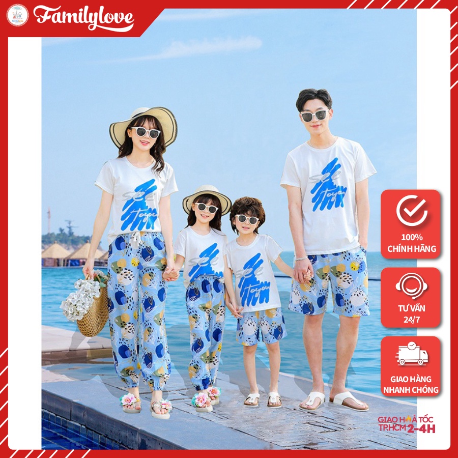 Áo Gia Đình Familylove - Mẫu Áo Đồng Phục Gia Đình Đi Biển Họa Tiết Đẹp See To You Chất Liệu Cotton 100% Co Giãn