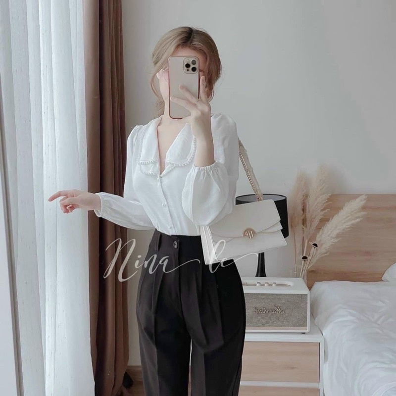 ﹉☬ SƠ MI CỔ KÉP VIỀN NGOC