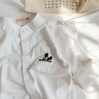 Set áo sơ mi mickey quần đen bé trai