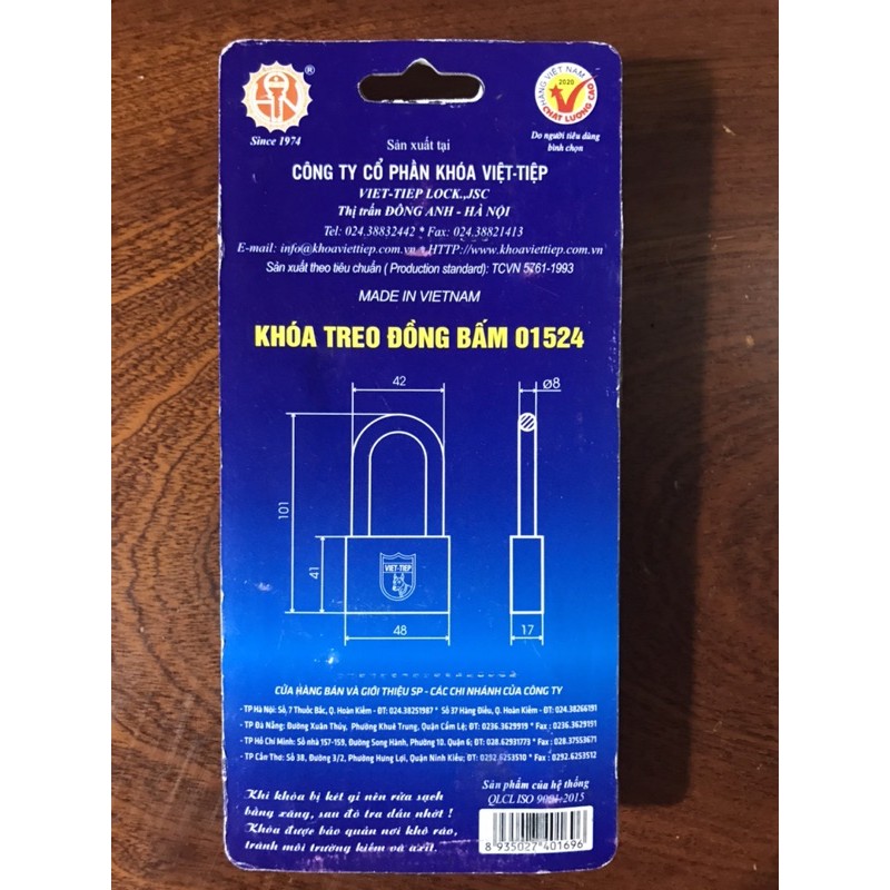 [chính hãng] khoá đồng bấm trái tim Việt Tiệp 01528,01524 - Bảo hành 2 năm