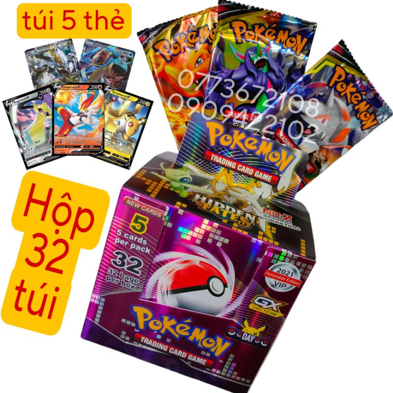 Hộp 32 túi thẻ bài Pokemon VIP