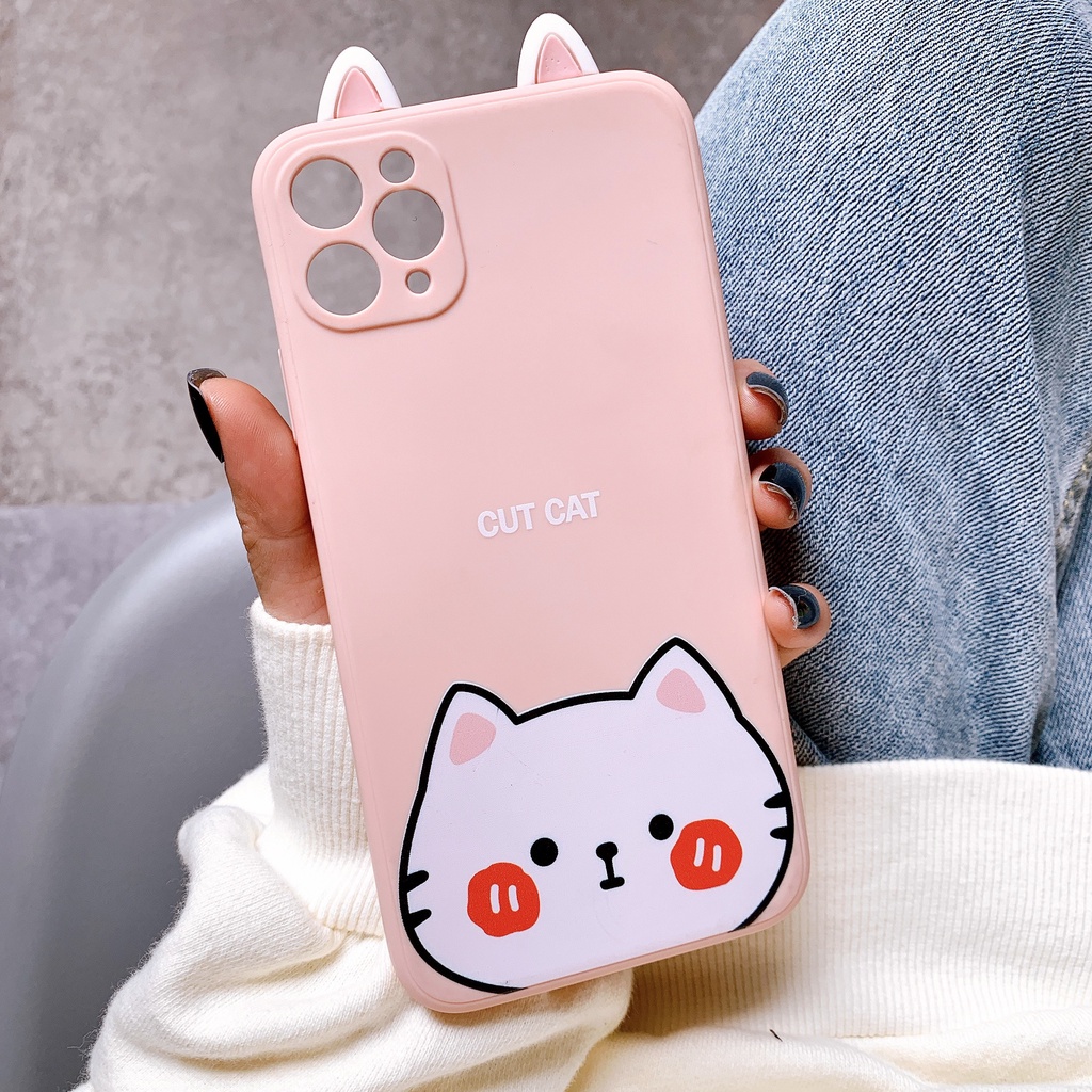 Ốp Lưng Silicon Bảo Vệ CAMERA Hình Nổi Bear x Cat x Frog - E070