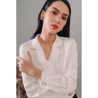 Áo lụa cổ danton đắp chéo Gunich (nhiều màu)