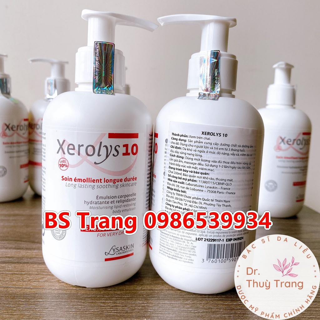 [TEM CHÍNH HÃNG] XEROLYS 10 EMULSION 200ML. DA RẤT KHÔ, BỆNH VẨY CÁ, VIÊM DA CƠ ĐỊA, DA KHÔ GÂY NGỨA NHIỀU.