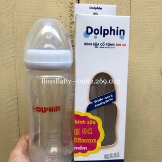 [Tặng thêm 1 núm] Bình sữa cổ rộng 200ml/300ml Dolphin