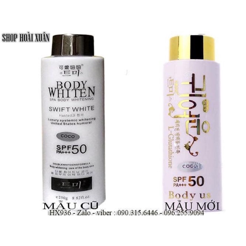 Kem dưỡng trắng da toàn thân body whiten swift white spf 50 pa+++ BODY US Magic Flowers - HX936