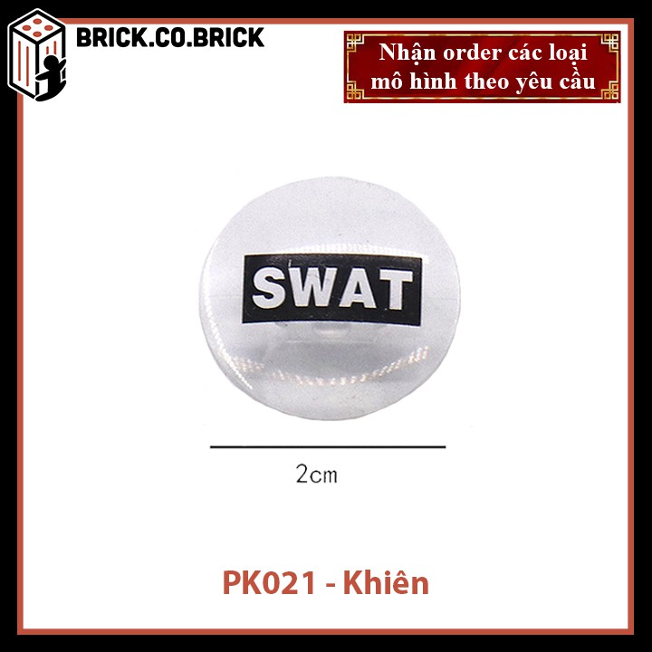 Phụ kiện MOC Army Khiên SWAT trắng Đồ chơi lắp ráp minifig mô hình sáng tạo trang trí quân đội PK021