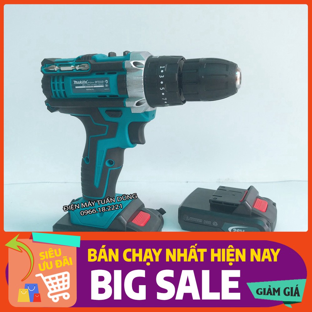 Máy khoan pin Makita 26v - 2 Pin - Tặng kèm 25 chi tiết phụ kiện [CAM KẾT CHÍNH HÃNG]