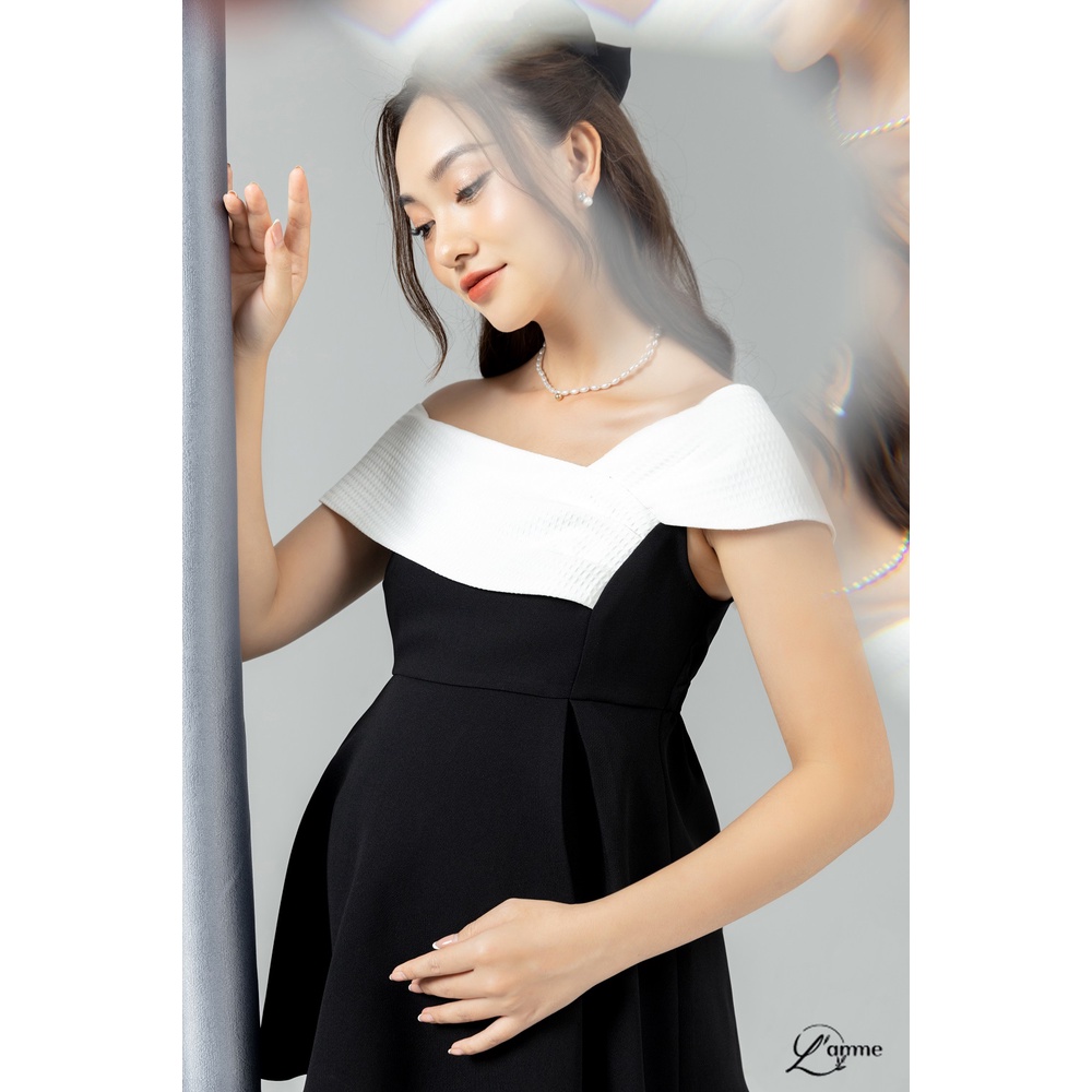 [NEW ARRIVAL] Áo bầu đen phối nơ trắng MICHIN TOP (không kèm chân váy) chất liệu cao cấp, phom cứng cáp by L'amme