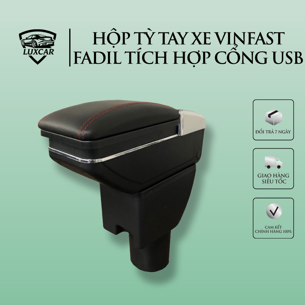 Hộp tỳ tay xe VINFAST FADIL tích hợp cổng sạc USB da PU cao cấp Luxcar