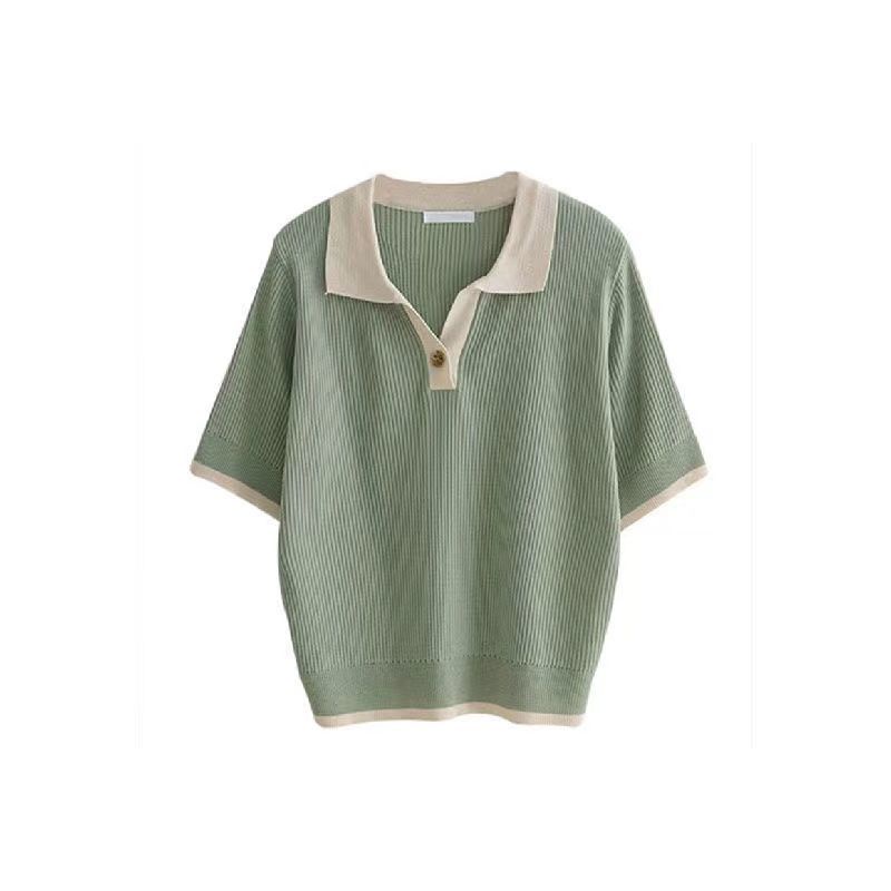 Áo croptop Thun polo Tay Ngắn Vải Lụa Lạnh Mỏng Thời Trang Mùa Hè Cho Nữ