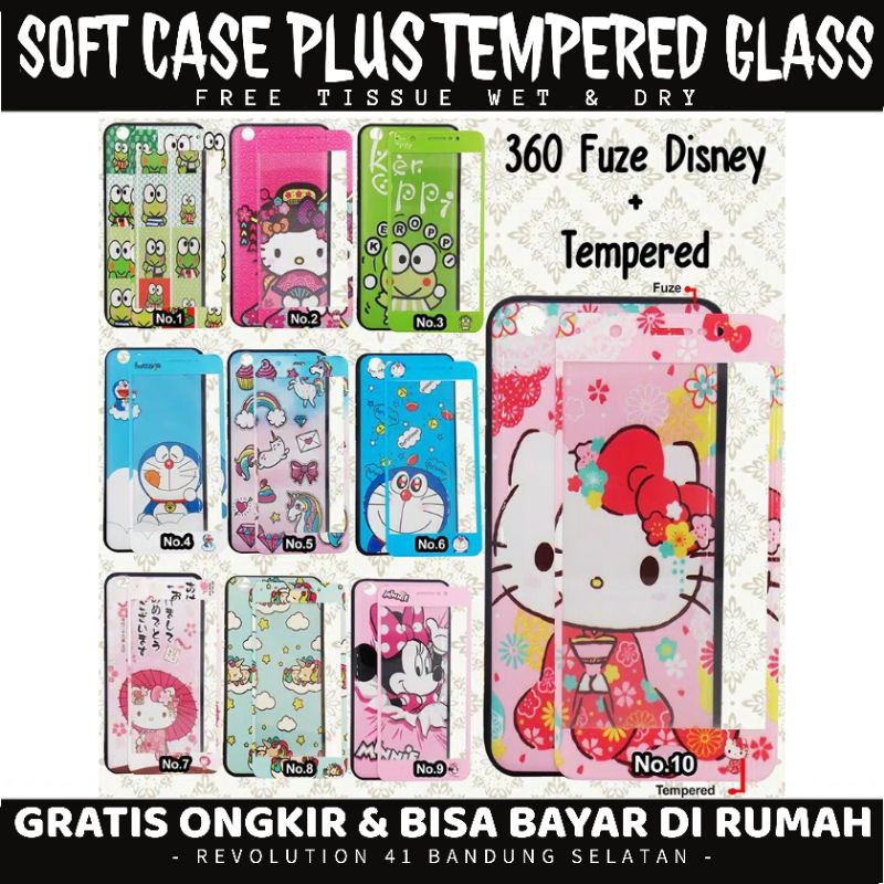 Mềm Ốp Điện Thoại Mặt Kính Cường Lực Hình Doraemon Hello Kitty Keroppi Panda 360 Cho Oppo F7