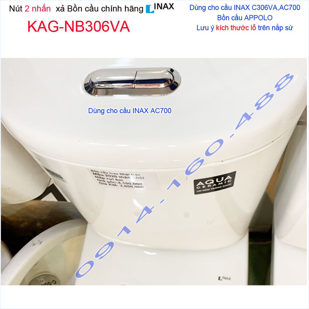 Nút nhấn bồn cầu Linax KAG-NB306VA hình oval 10cm, Ấn xả 2 nhấn xí bệt C306 nhấn mạ chrome êm sử dụng tốt