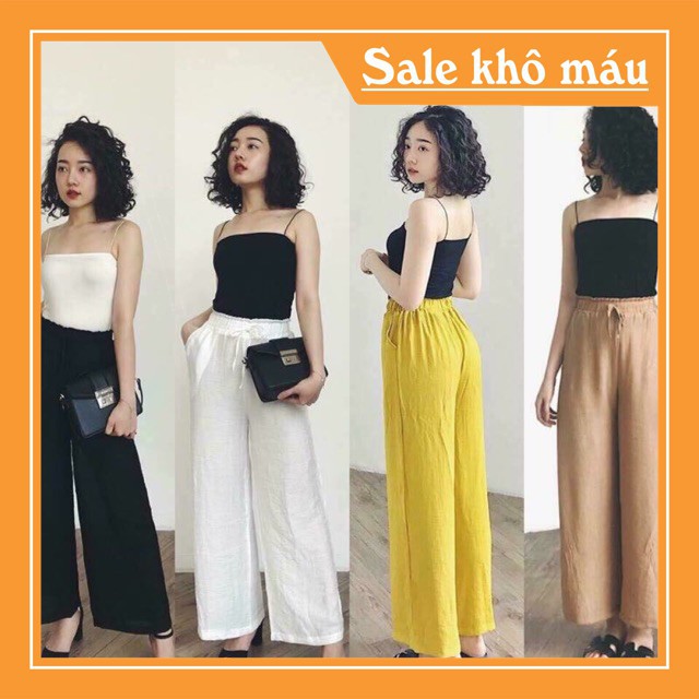 Quần ống rộng vải đũi cao cấp