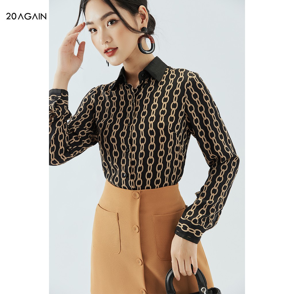 Áo sơ mi nữ dài tay cổ đức 20AGAIN, thiết kế công sở ASA1864