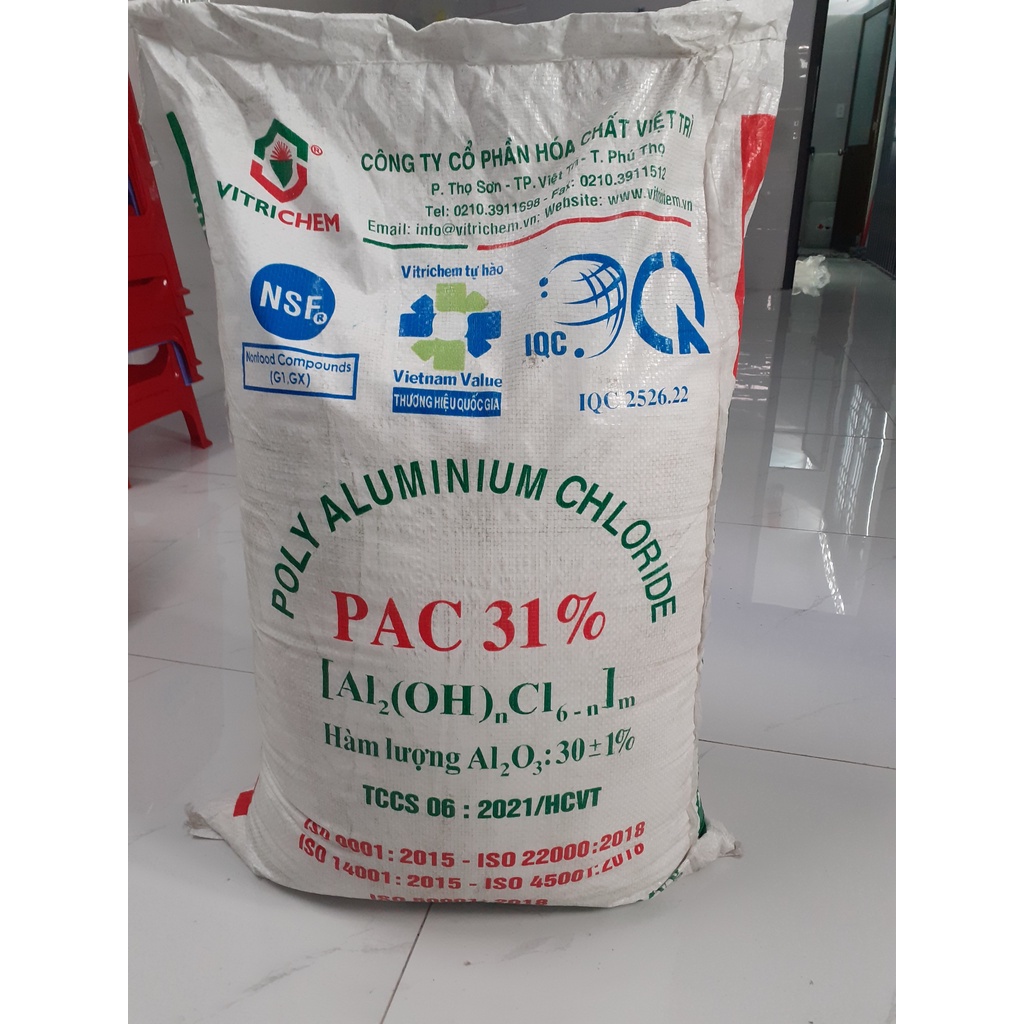 Pac 31% việt trì siêu lắng màu trắng túi 1 ký.
