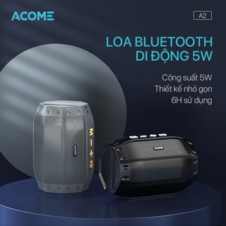 Loa Bluetooth ACOME A2 Công Suất 5W Hỗ Trợ Kết Nối MicroSD USB Nghe FM Playtime 6H Hàng Chính Hãng Bảo Hành 12 Tháng