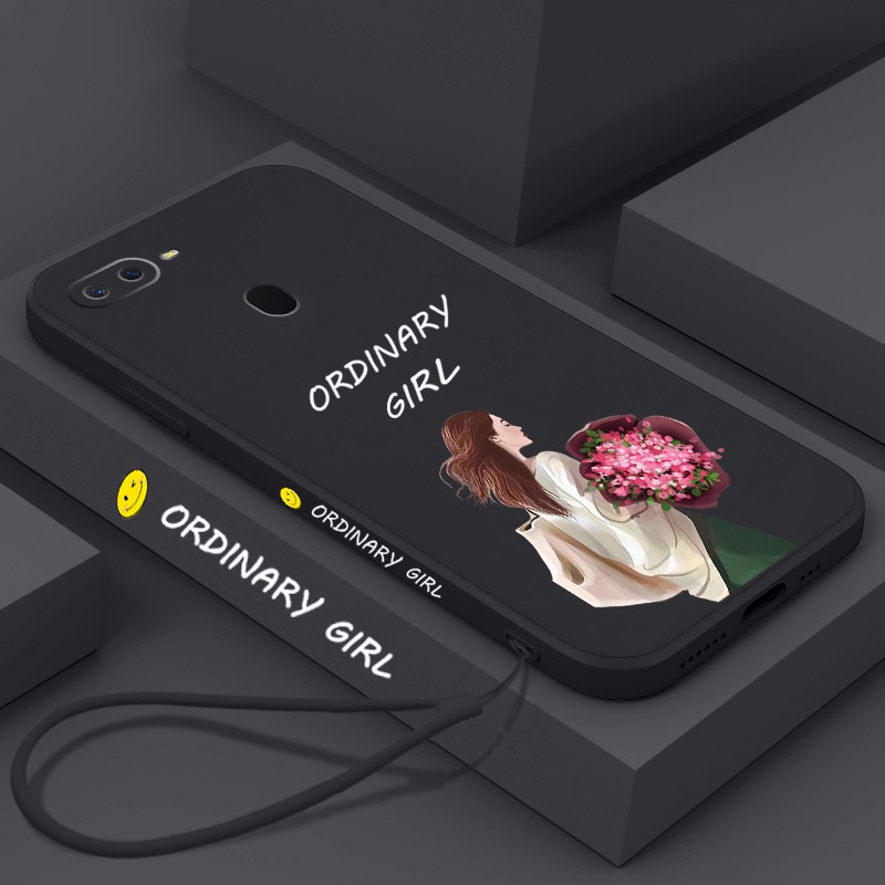 Ốp Điện Thoại TPU Dẻo Họa Tiết Hoa Xinh Xắn Kèm Dây Đeo Cho oppo a5s a12 a7 a31 a52 a