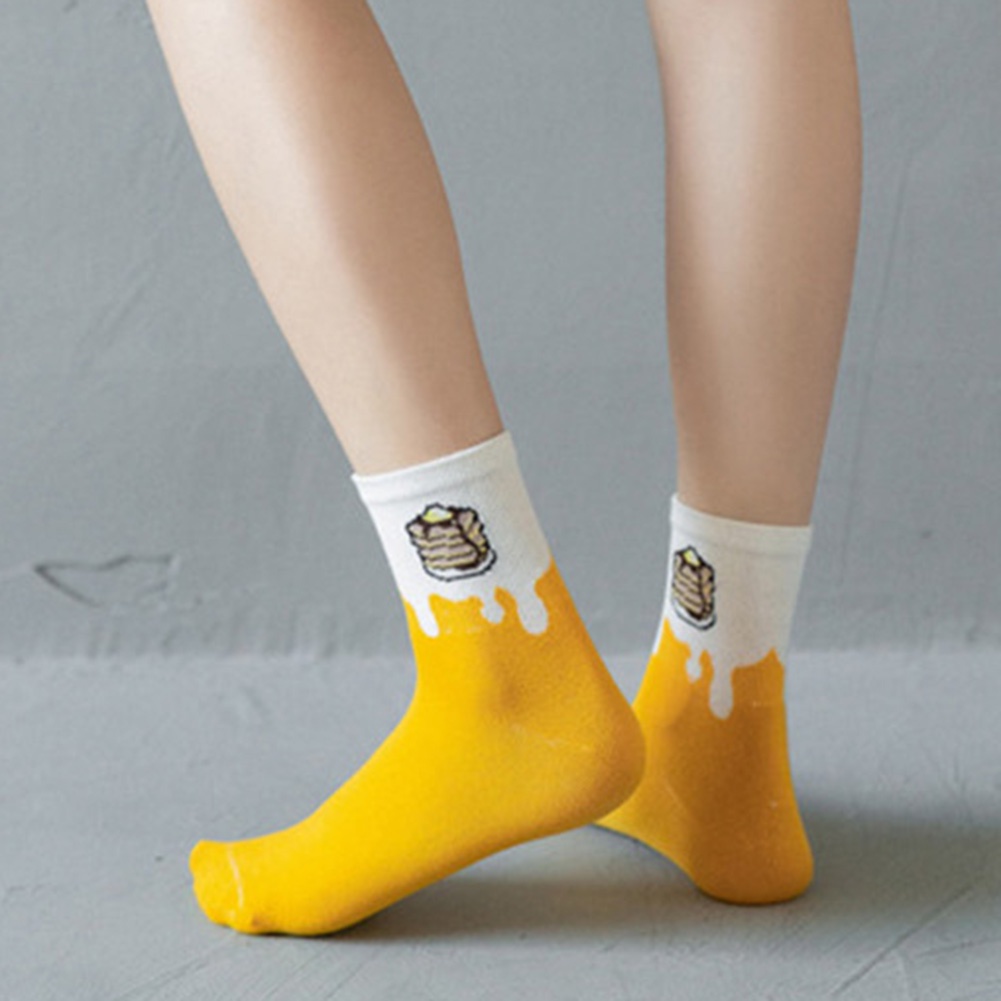 Tất Cotton Cổ Cao In Họa Tiết Trái Cây Dễ Thương Cho Nữ