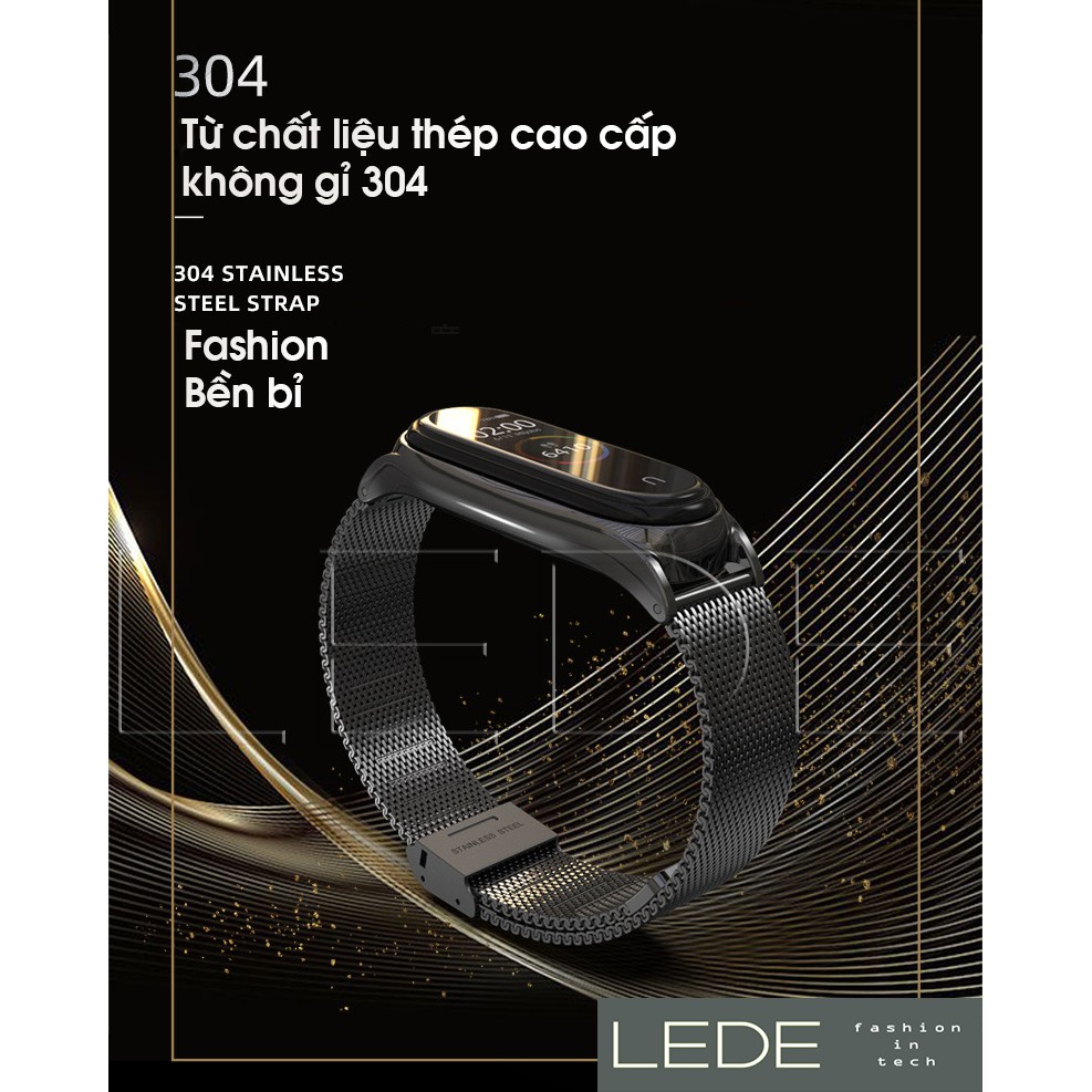 Dây đeo kim loại mắt lưới thép Xiaomi MiBand 4, MiBand 5, MiBand 6