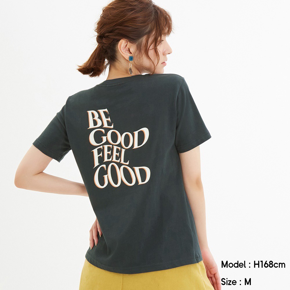 Áo Thun Cotton Nữ Hiệu GU Graphic "Be Good Feel Good" Chính Hãng 100% - GU Shop