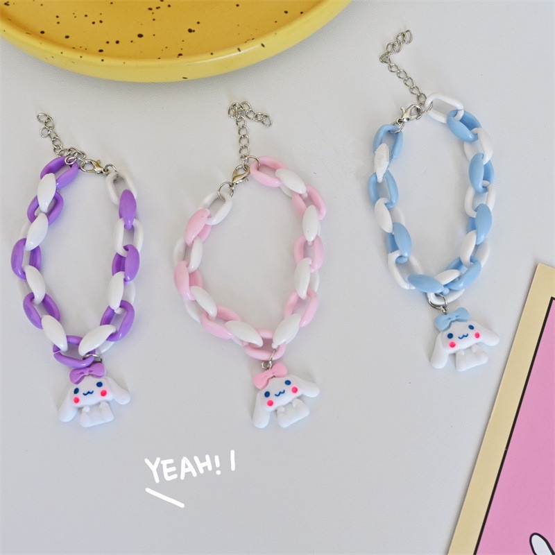 Vòng đeo tay WE FLOWER acrylic mặt hình chú cún hoạt hình cinnamoroll đáng yêu dành cho nữ