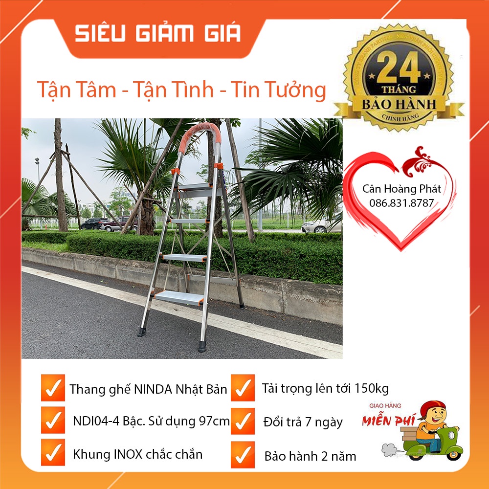 [ RẺ VÔ ĐỊCH ] Thang ghế NiNDA NDI04 - 4 Bậc.Chiều cao sử dụng : 97 cm so với mặt đất