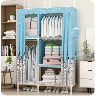 Tủ vải khung gỗ 2 ngăn có lót vải cỡ lớn loại 1 đựng quần áo