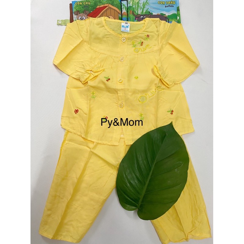 10-20kg chất vải tole/lanh thêu thủ công cài nút tay dài quần dài hiệu M&M