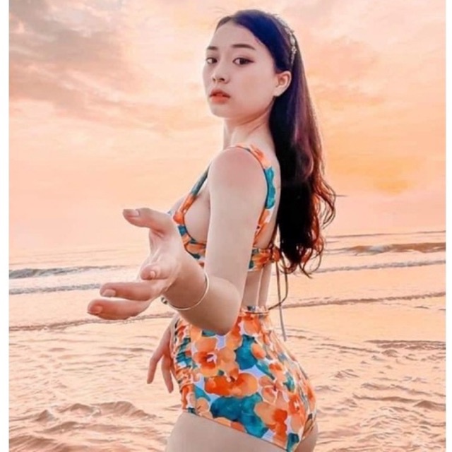 Sét đồ bơi nữ hai mảnh đi biển kín đáo bikini đẹp tắm biển du lịch (kèm khăn)