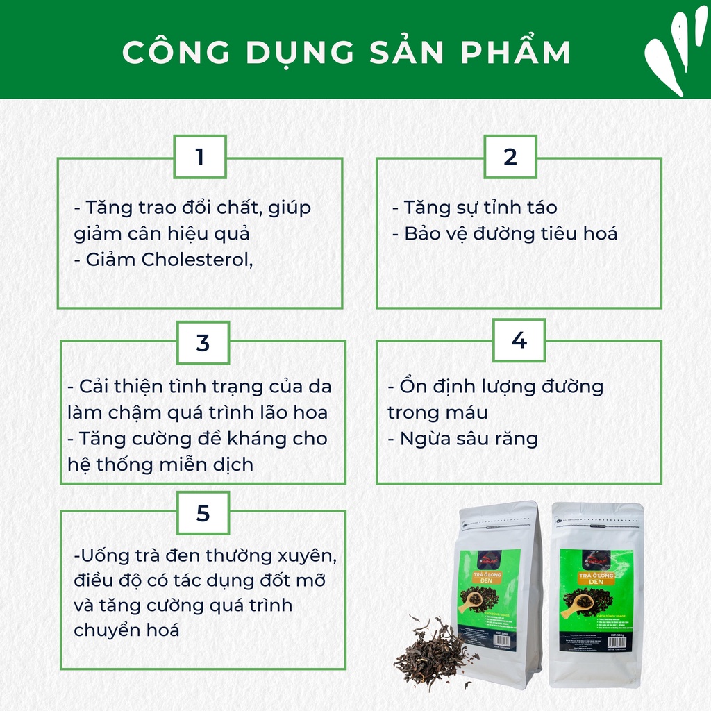 Trà ô long đen VinSaf 500 Gram nguyên liệu làm trà sữa và pha chế đồ uống TOLDV500