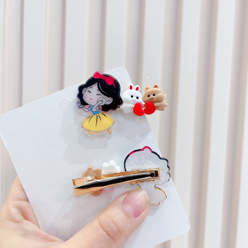 Kẹp tóc công chúa gắn Charm thỏ, gấu siêu xinh cho bé gái