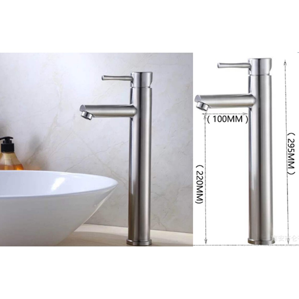 Vòi Lavabo lạnh cao Inox 304 hình tròn dùng cho lavabo nổi | BigBuy360 - bigbuy360.vn