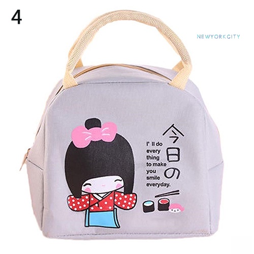 Túi Đựng Hộp Cơm Cách Nhiệt Chống Thấm Nước In Họa Tiết Hoạt Hình Kiểu Nhật Bản Dễ Thương