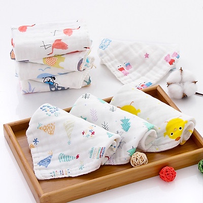 Set 5 khăn mặt xô 6 lớp rửa mặt cho bé