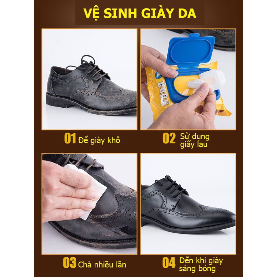 Giấy Lau giày SNEAKER - Tẩy Trắng giày - Tẩy Mọi Vết Ố Bẩn Trên Giày Dép ( hộp 30 tờ )