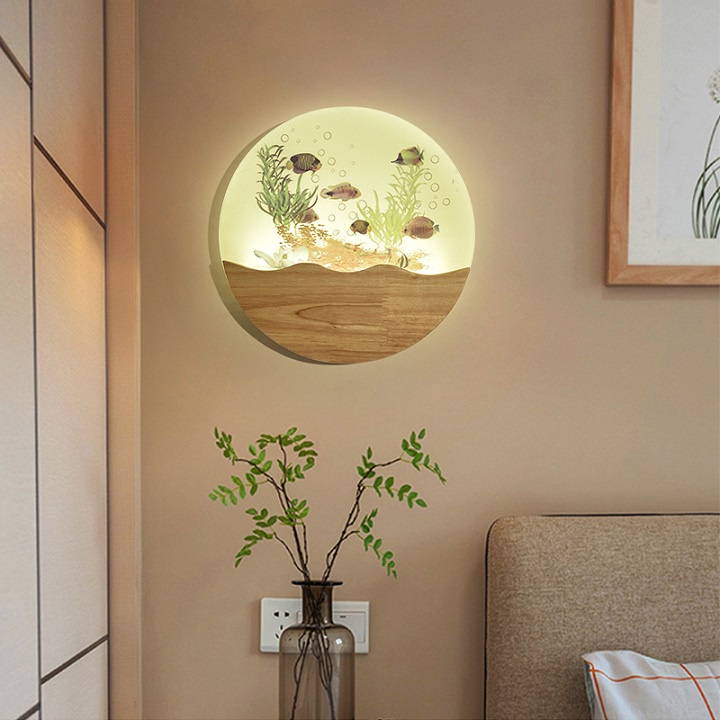 Đèn gắn tường trang trí nhiều mẫu mã, đế gỗ, hình ảnh đáng yêu, trang trí phòng khách, phòng ngủ hiện đại, sang trọng