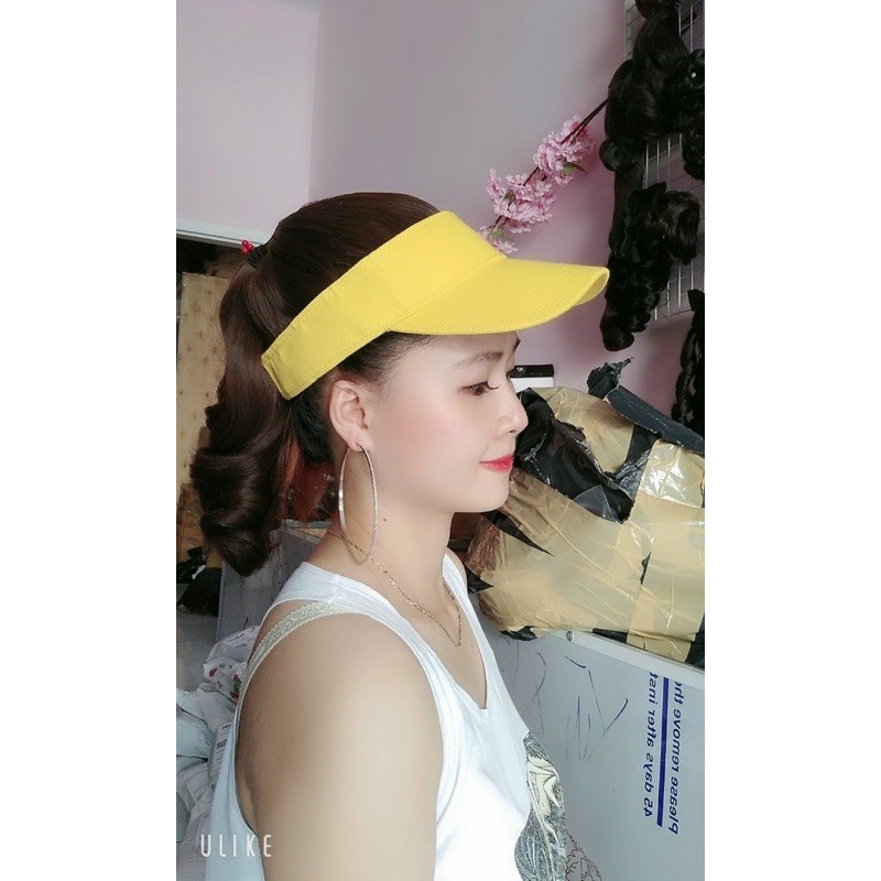 Tóc giả dính mũ sẵn xoăn thể thao cao cấp❤️freeship 50k❤️ tóc giả dính mũ sẵn