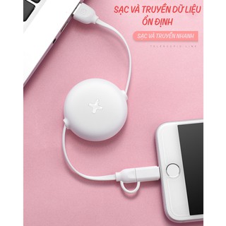 Cáp sạc cuộn rút CAFELE MACARON 2 in 1 Lightning / Micro USB