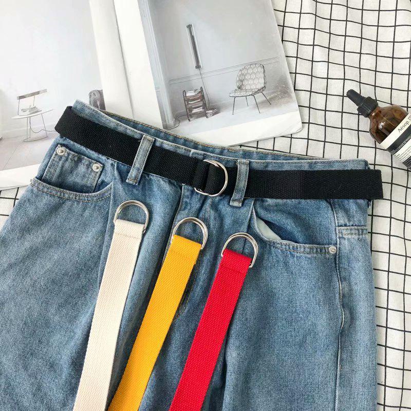 Thắt lưng vải canvas nam nữ BROO dây nịt lưng dù vải bố mặt chữ D unisex nhiều màu