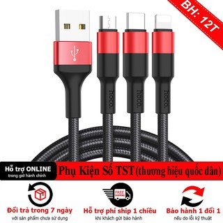 Cáp sạc nhanh 2a hoco x26 - 3 đầu 1m