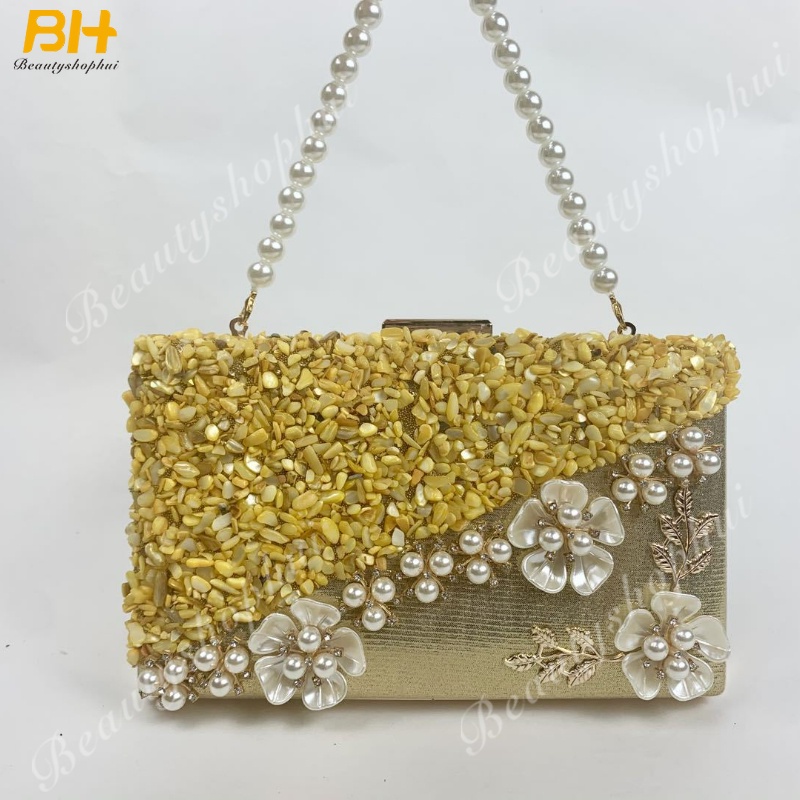 Ví Dự Tiệc Cầm Tay Đính Đá Lấp Lánh Phong Cách Âu Mỹ Mới