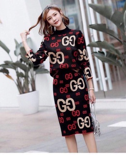 Sét bộ váy liền áo lên gucci