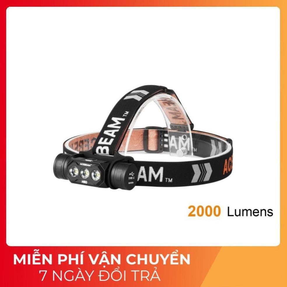 [PHIÊN BẢN FULL MỚI NHẤT 2020] Đèn pin và đèn sạc đeo đầu đội đầu ACEBEAM H50 sáng 2000 lumen xa 137 m