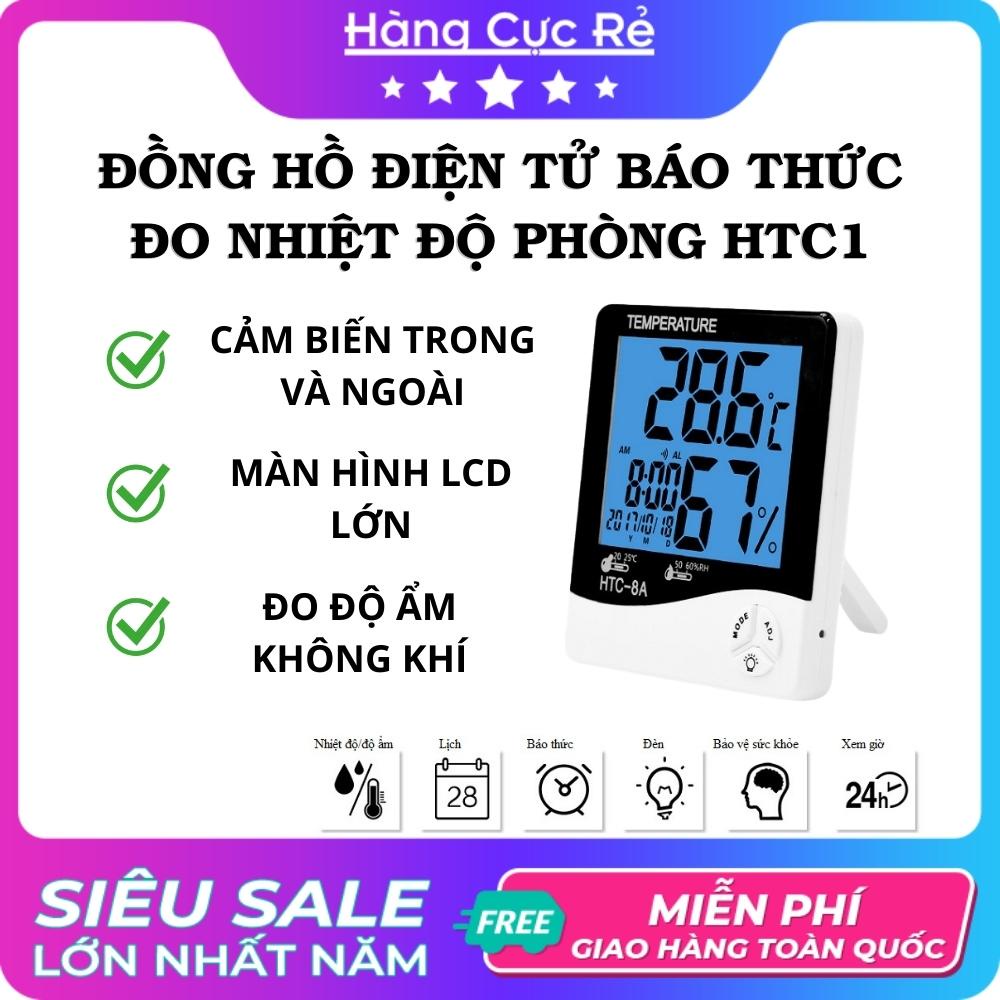 Đồng hồ để bàn điện tử, làm ẩm kế đo nhiệt độ phòng, báo thức led HTC1 - Shop Hàng Cực Rẻ