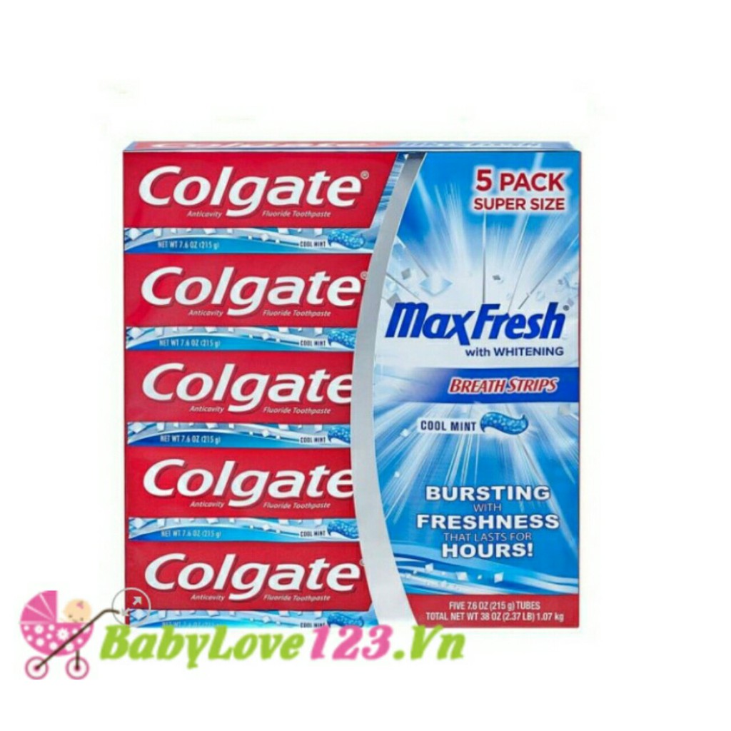 Kem đánh răng Colgate MaxFresh Cool Mint Mỹ 215gr