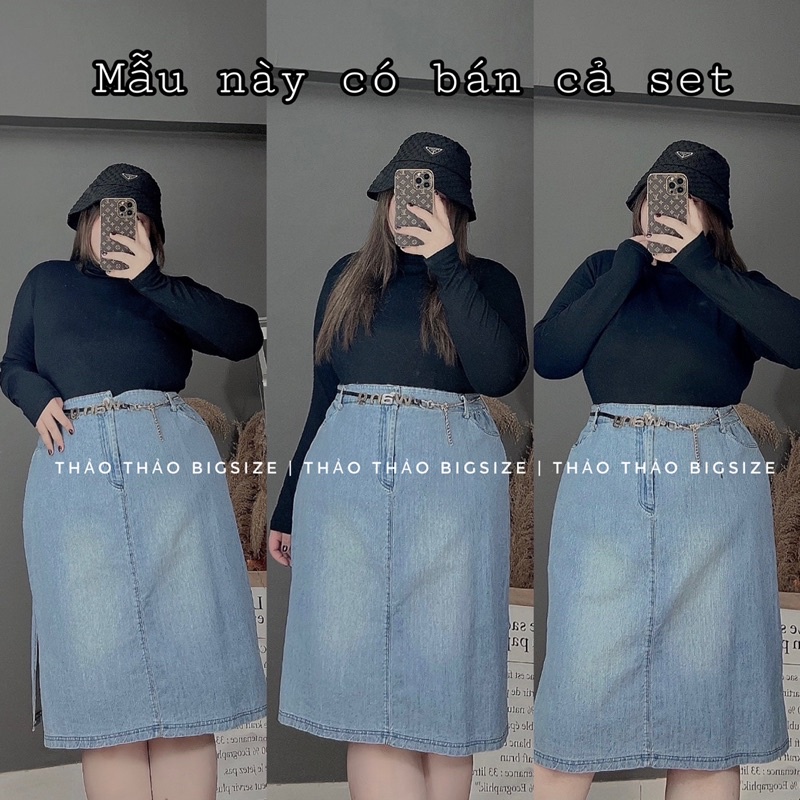 CHÂN VÁY JEAN KÈM ĐAI XÍCH WANG - MÚP BIGSIZE 60-100KG